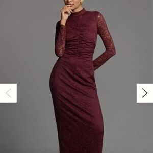 By Anthropologie Mock-Neck Fitted Lace Dress size (xl)